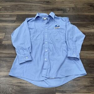 USPS Shirt Mens Large Blue Long Sleeve Button Up Uniform Costume Workwear
